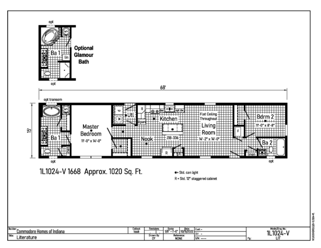We started with this floorplan (Model #16682B/1L1024-V) because every great home starts with a great floor plan! For Model Home #640, we took this floor plan and customized it with more natural light, a dedicated entry, & smart storage throughout!