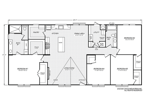 Sundance II 32684A | 4 bedroom, 2 bathroom, 2108 sqft home. Built by Cavco - Austin in Austin, TX