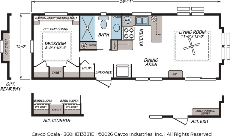 Hawk Elite 13381E | 1 bedroom, 1 bathroom, 489 sqft home | Built by Cavco - Ocala in Ocala, FL.