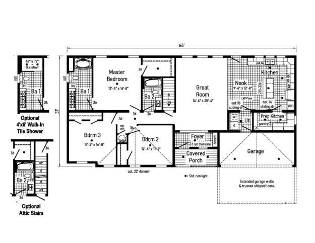 3 Bed Modular Home (Double-wide) for Sale - Binkley 3 32643AM
