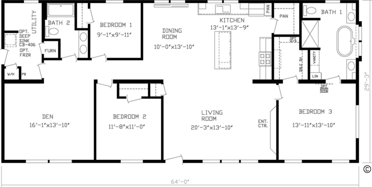 The Winchester Den Modular 184030M | 3 bedroom, 2 bathroom, 1872 sqft home | Built by Cavco - Montevideo in Montevideo, MN.