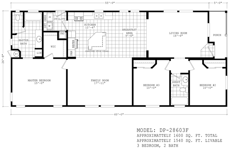 Durango Porch Homes 28603F | 3 bedroom, 2 bathroom, 1600 sqft home. Built by Cavco - Phoenix.