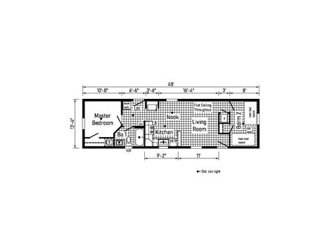 Westlake Single 14482A | 2 bedroom, 1 bathroom, 640 sqft home | Built by Cavco - Dorchester in Dorchester, WI.