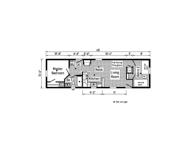 Westlake Single 14482A | 2 bedroom, 1 bathroom, 640 sqft home | Built by Cavco - Dorchester in Dorchester, WI.