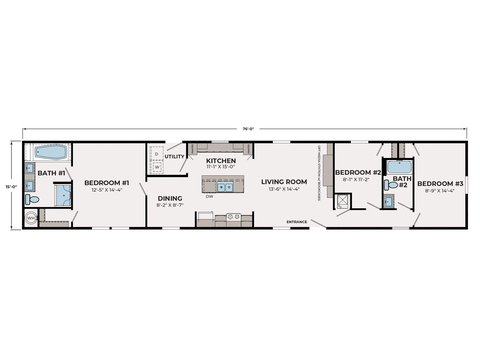 Ascent 16763A | 3 bedroom, 2 bathroom, 1140 sqft home | Built by Cavco - Lancaster in Lancaster, TX.