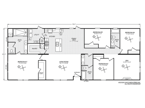 Sheridan 30763S | 4 bedroom, 3 bathroom, 2280 sqft home. Built by Cavco - Fort Worth in Fort Worth, TX.