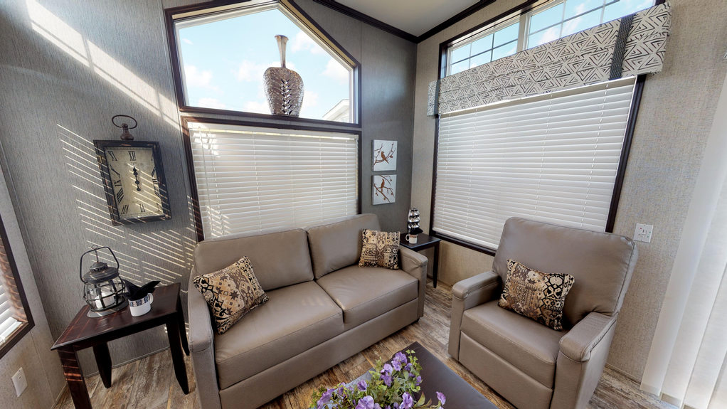  Loads of natural light and style in the living room in park model 190006 by Fairmont Homes