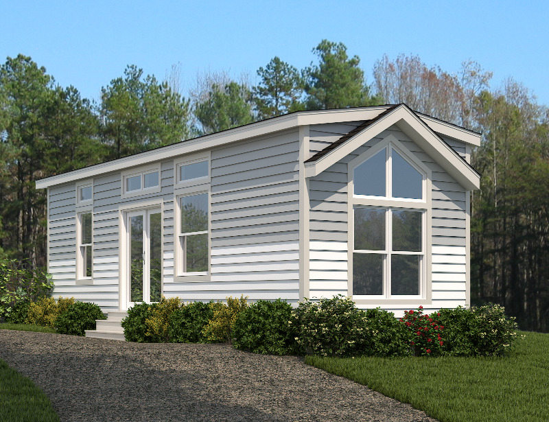 As charming on the outside as on the inside, park model 190002 by Fairmont Homes.


