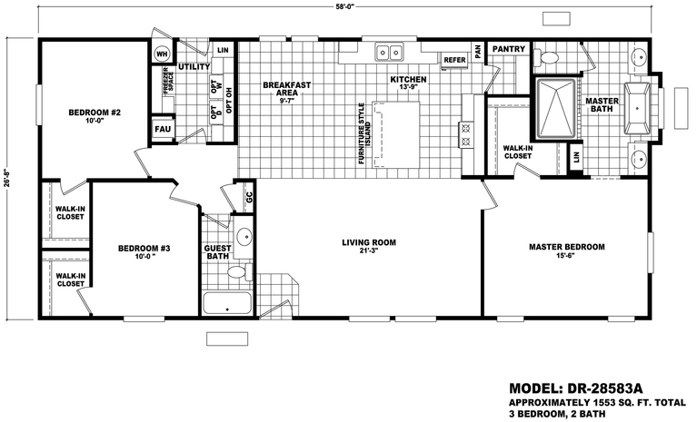 Desert Ridge 28583A Manufactured Home from Durango Homes, a Cavco Company