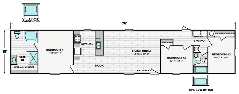 Quinn 16763A | 3 bedroom, 2 bathroom, 1140 sqft home | Built by Cavco - Hamlet in Hamlet, NC.