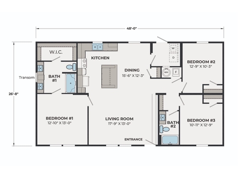 Pioneer 28483A | 3 bedroom, 2 bathroom, 1280 sqft home. Built by Cavco - Lancaster in Lancaster, TX.