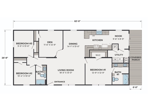 Summit Ridge 28623P | 3 bedroom, 2 bathroom, 1492 sqft home. Built by Cavco - Lancaster in Lancaster, TX.