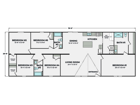 Sadie 28765A | 5 bedroom, 2 bathroom, 2027 sqft home. A Halo home built by Cavco - Presidio in Presidio, TX.