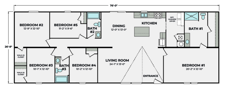 Sadie 28765A | 5 bedroom, 2  bathroom, 2027 sqft home. A Halo home built by Cavco - Presidio in Presidio, TX.