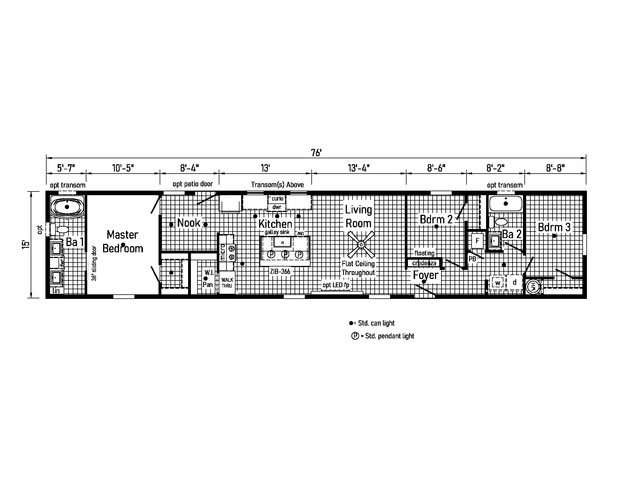 Sapphire 16763A | 3 bedroom, 2 bathroom, 1140 sqft home | Built by Cavco - Dorchester in Dorchester, WI.