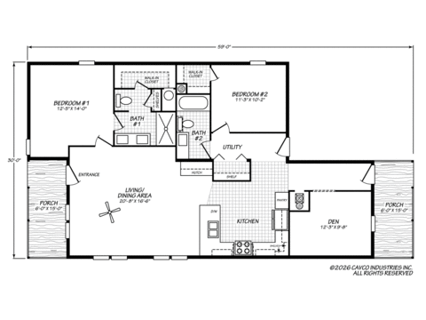 Harbor View 30592A | 2 bedroom, 2 bathroom, 1485 sqft home. Built by Cavco - Plant City in Plant City, FL.