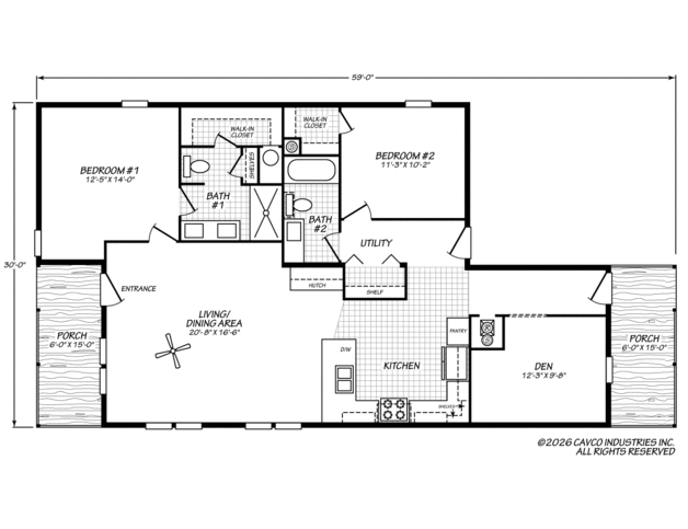 Harbor View 30592A | 2 bedroom, 2 bathroom, 1485 sqft home. Built by Cavco - Plant City in Plant City, FL.