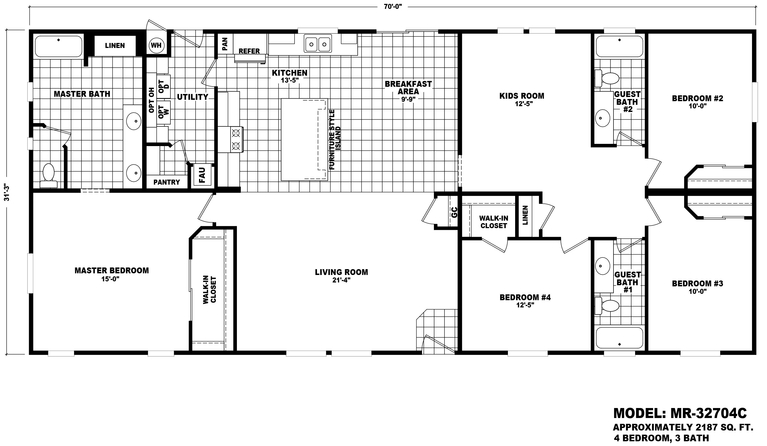 Mountain Ridge 32704C Manufactured Home from Durango Homes, a Cavco Company