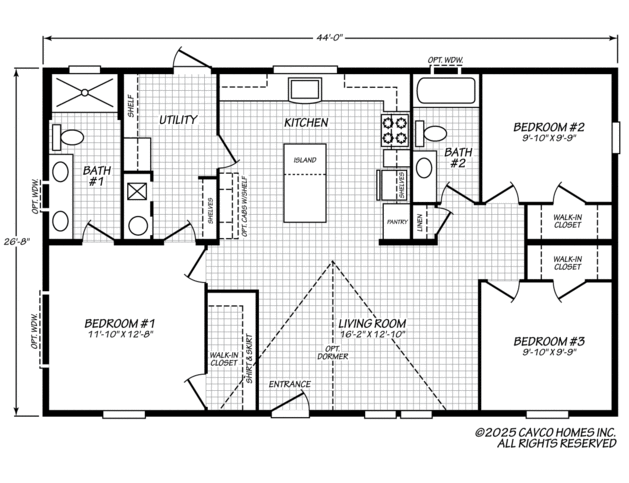 Escape 28443B | 3 bedroom, 2 bathroom, 1173 sqft home | Built by Cavco - Lafayette in Lafayette, TN.
