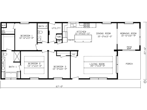 The Lincoln w/ Morning Room 28673B | 3 bedroom, 2 bathroom, 1694 sqft home | Built by Cavco - Montevideo in Montevideo, MN.