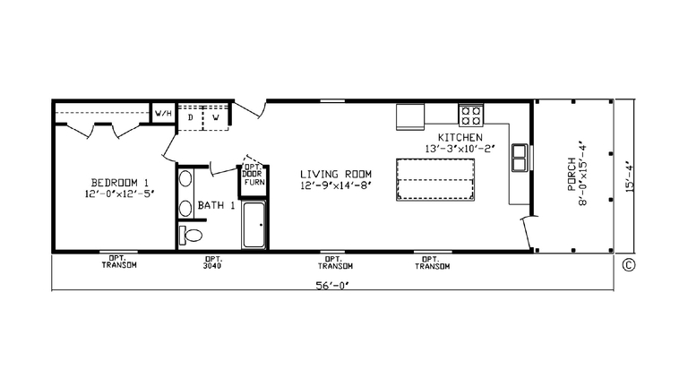 McCormick 2435D | 1 bedroom, 1 bathroom, 736 sqft home. Built by Cavco - Nappanee in Nappanee, IN.