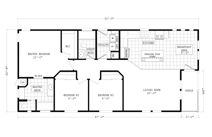 Westin Porch 24523A | 3 bedroom, 2 bathroom, 1230 sqft home | Built by Cavco - Phoenix in Phoenix, AZ.