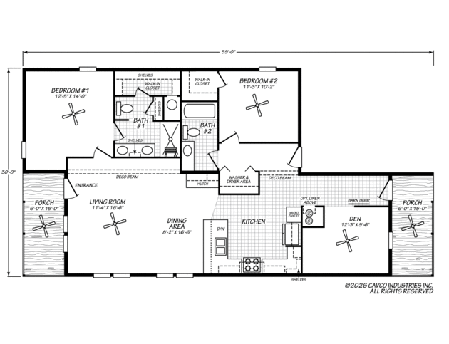 Sawyer 30592A | 2 bedroom, 2 bathroom, 1485 sqft home. Built by Cavco - Plant City in Plant City, FL.