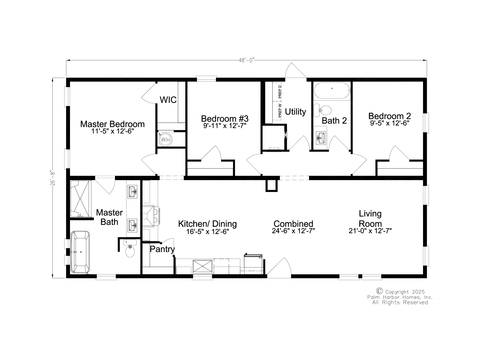 Craft Select 28483A | 3 bedroom, 2 bathroom, 1280 sqft home. Built by Cavco - Plant City in Plant City, FL.