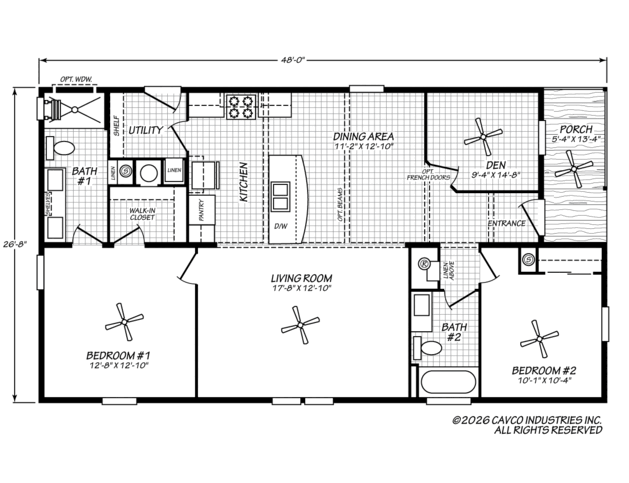 Levy 28482A | 2 bedroom, 2 bathroom, 1286 sqft home. Built by Cavco - Plant City in Plant City, FL.