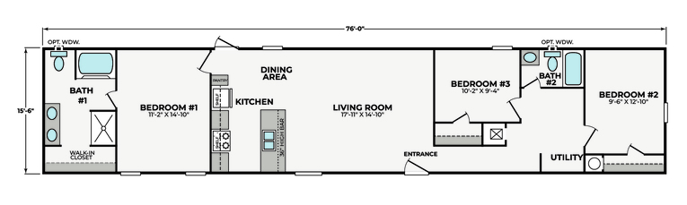 Nina 16763P | 3 bedroom, 2 bathroom, 1216 sqft home | Built by Cavco - Waco in Waco, TX.