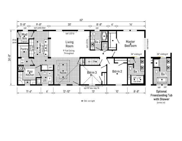 Kiawah 28623AM | 3 bedroom, 2 bathroom, 1600 sqft home. Built by Cavco - Clarion in Shippenville, PA.