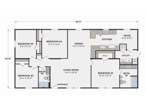Summit Ridge 28564N | 4 bedroom, 2 bathroom, 1492 sqft home. Built by Cavco - Lancaster in Lancaster, TX.