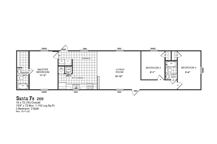 Santa Fe 269 Acorn Series Manufactured Home Houston TX 
Floorplan