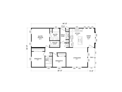 Sedona Ridge 28443A | 3 bedroom, 2 bathroom, 1173 sqft home | Built by Cavco - Goodyear in Goodyear, AZ.