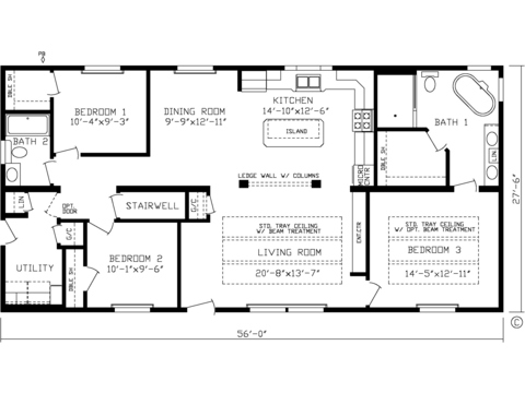 The Millennium Park Modular 28563AM | 3 bedroom, 2 bathroom, 1540 sqft home | Built by Cavco - Montevideo in Montevideo, MN.