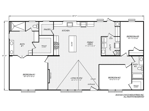 La Sierra 32603A | 3 bedroom, 2 bathroom, 1860 sqft home. Built by Cavco - Austin in Austin, TX.