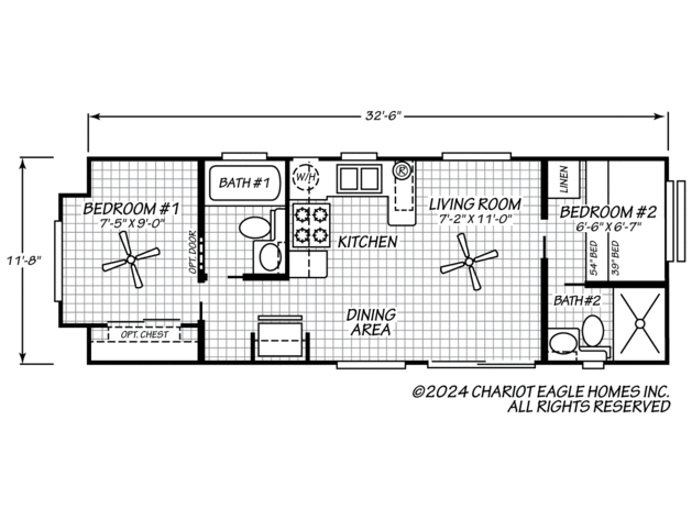 Eagle 12352B | 2 bedroom, 2 bathroom, 399 sqft home. Built by Cavco - Ocala in Ocala, FL.