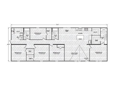 Lexie 28765B | 5 bedroom, 3 bathroom, 2027 sqft home. Built by Cavco - Presidio in Presidio, TX.