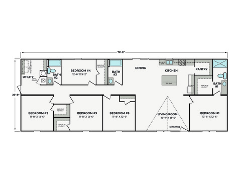 Lexie 28765B | 5 bedroom, 3 bathroom, 2027 sqft home. Built by Cavco - Presidio in Presidio, TX.
