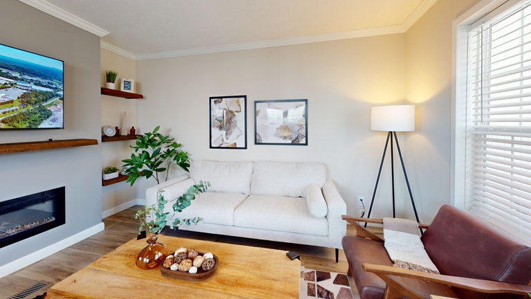 The Cumberland - First HUD Approved Nationally Available Duplex | Side A: 2 bedroom, 1 bathroom, 1050 sqft | Side B: 2 bedroom, 1 bathroom, 1050 sqft. Double porch