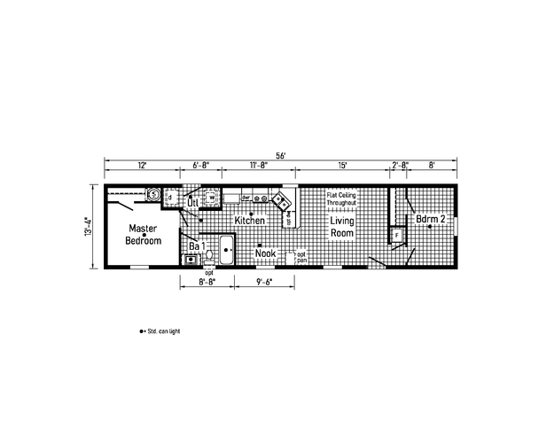 Westlake Single 14562C | 2 bedroom, 1 bathroom, 747 sqft home | Built by Cavco - Dorchester in Dorchester, WI.