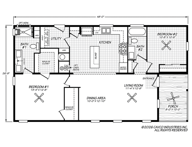 Luca II 28482A | 2 bedroom, 2 bathroom, 1280 sqft home. Built by Cavco - Plant City in Plant City, FL.