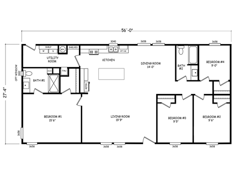 Velocity 28564A | 4 bedroom, 2 bathroom, 1494 sqft home | Built by Cavco - Goodyear in Goodyear, AZ.