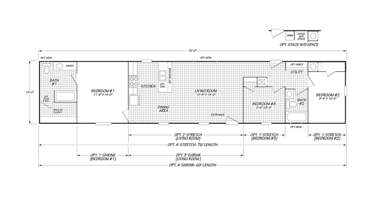 Lux 16723P | 3 bedroom, 2 bathroom, 1075 sqft home. Built by Cavco - Nampa in Nampa, ID.