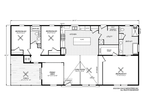 Eloise 30643A | 3 bedroom, 2 bathroom, 1150 sqft home. A Reserve home built by Cavco - Plant City in Plant City, FL.