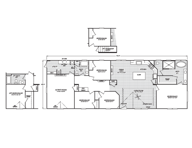 Black line drawing for Pegasus 28764S. Built by Fleetwood Homes Rocky Mount.