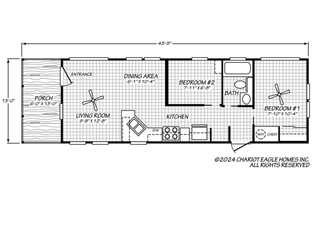 The Wedge 13442S | 2 bedroom, 1 bathroom, 497 sqft home | Built by Cavco - Ocala in Ocala, FL.