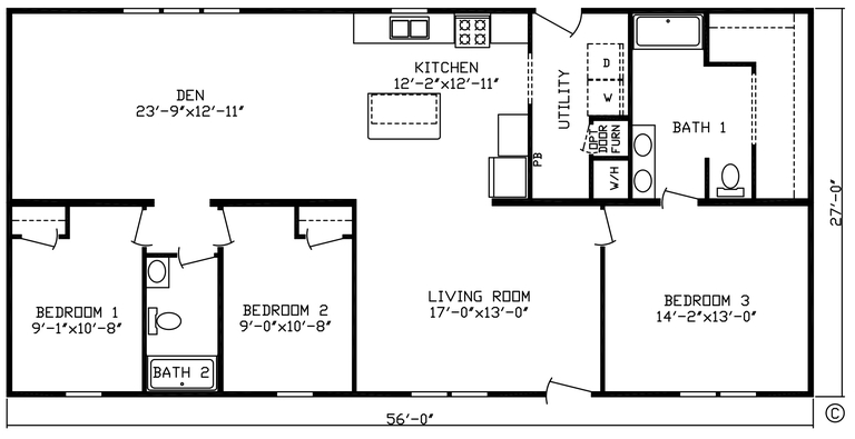 The Everest | 3 bedroom, 2 bathroom, 1512 sqft home. Built by Cavco - Nappanee in Nappanee, IN.
