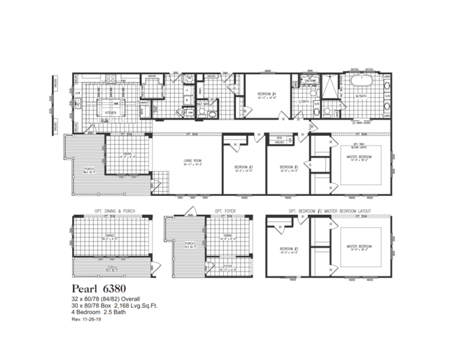Pearl 6380 Gold Medal Series Floorplan Manufactured Home Huntsville TX