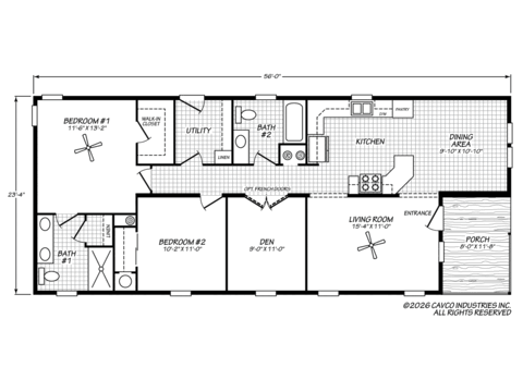 Harbor View 24562B | 2 bedroom, 2 bathroom, 1307 sqft home. Built by Cavco - Plant City in Plant City, FL.